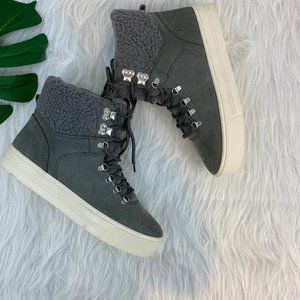 Marc Fisher Darlen Gray High Top Boots NWT 8